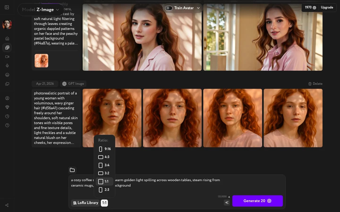 Aspect ratio dropdown open in Picture Lab