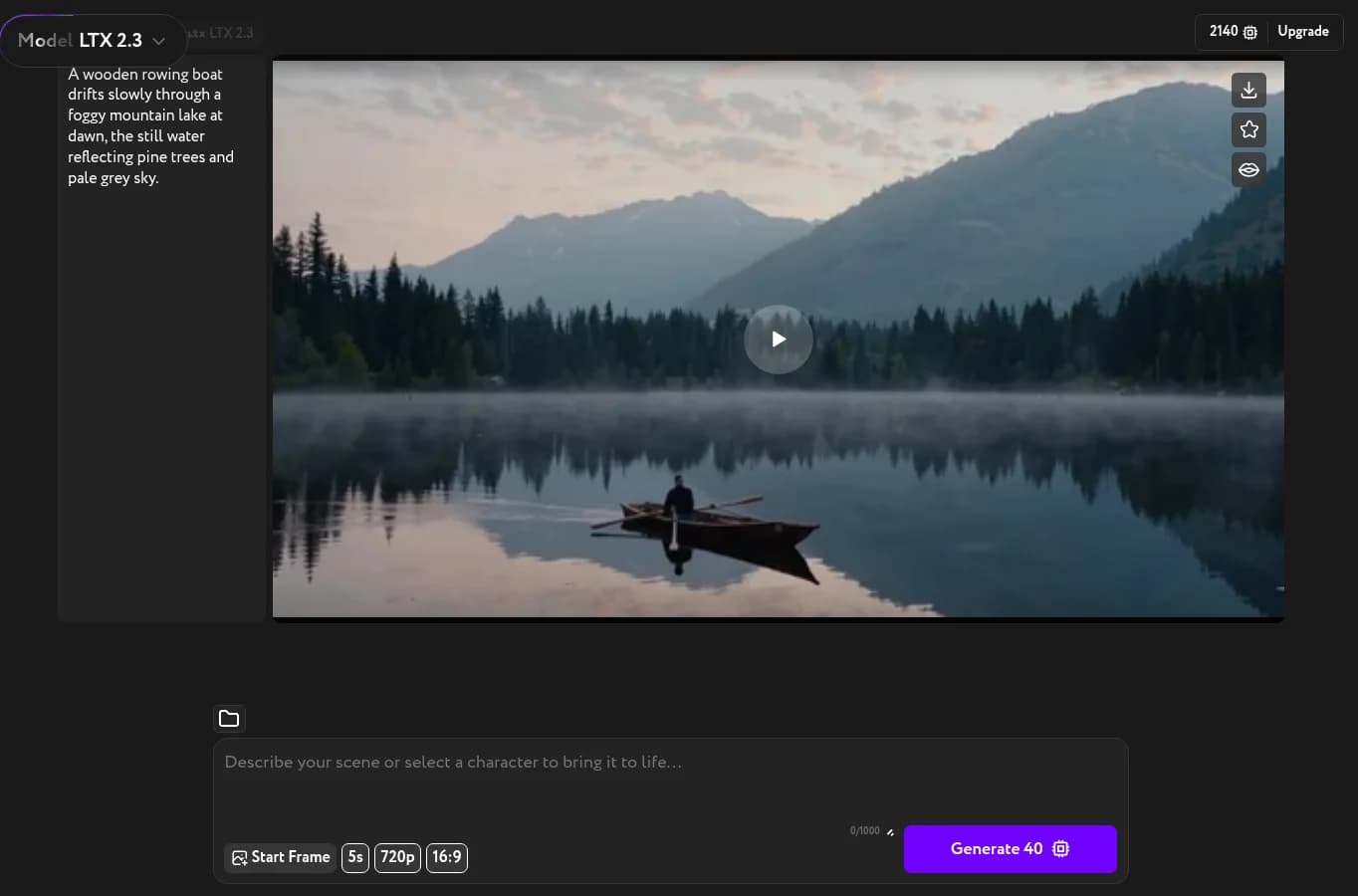 Cinema Motion interface with the model selector in the top-left corner