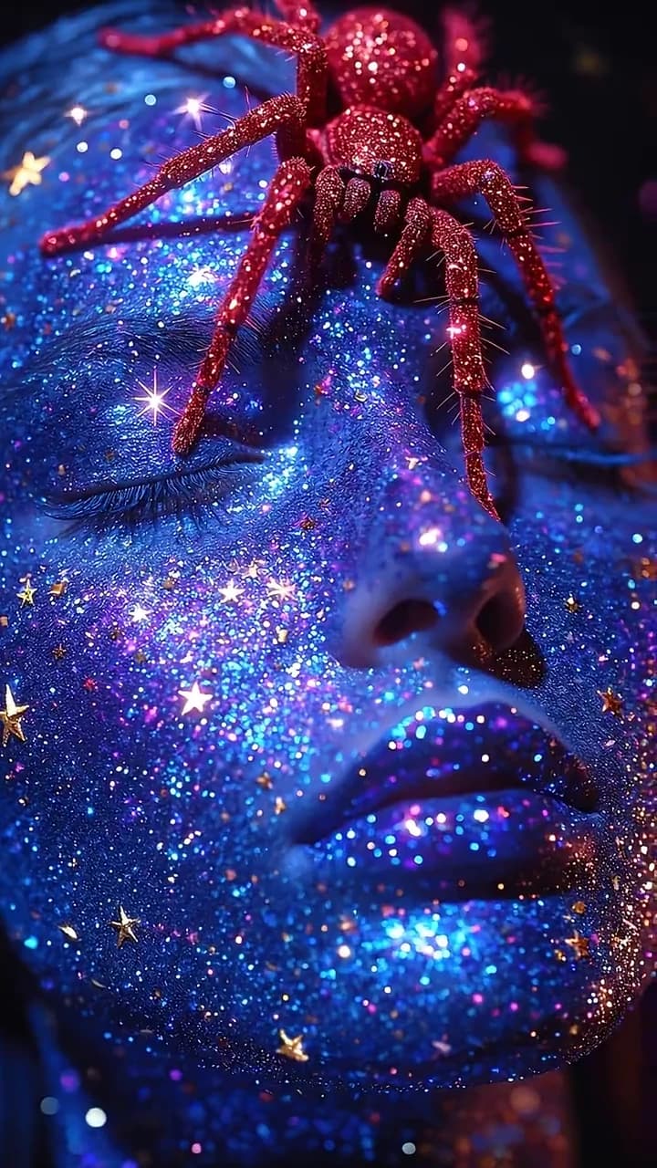 A Spider Crosses Glitter Skin