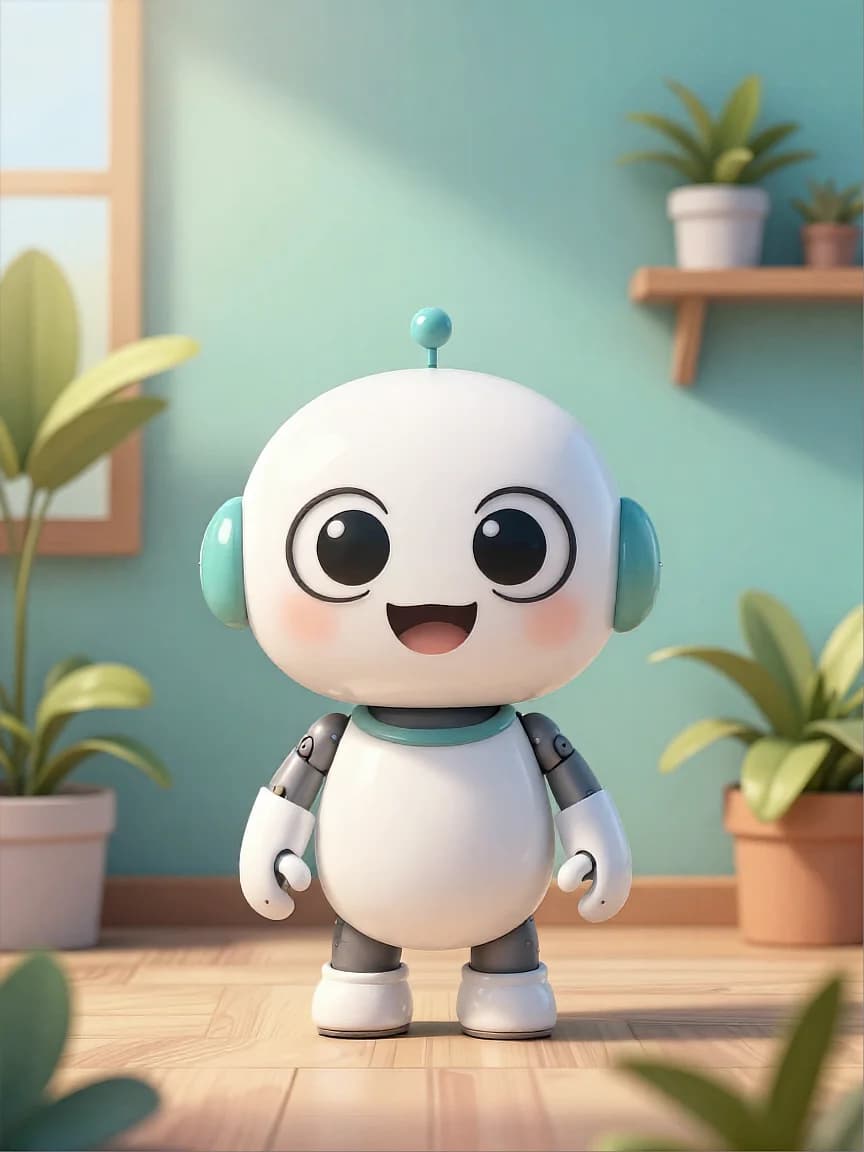 Cute Cartoon Robot Plant Room