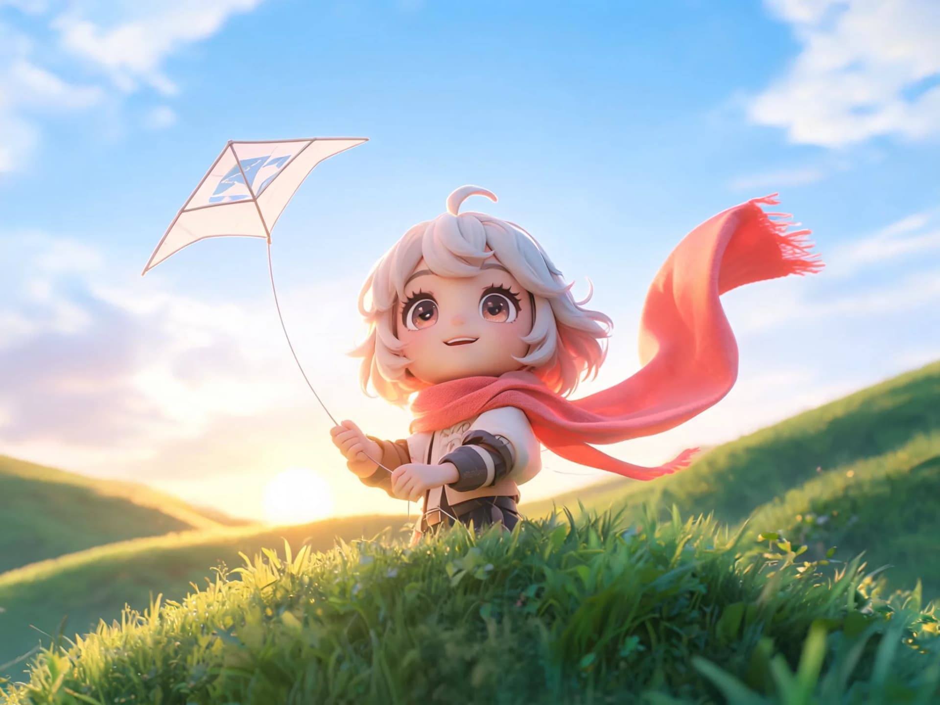 Kite Girl on Golden Hill