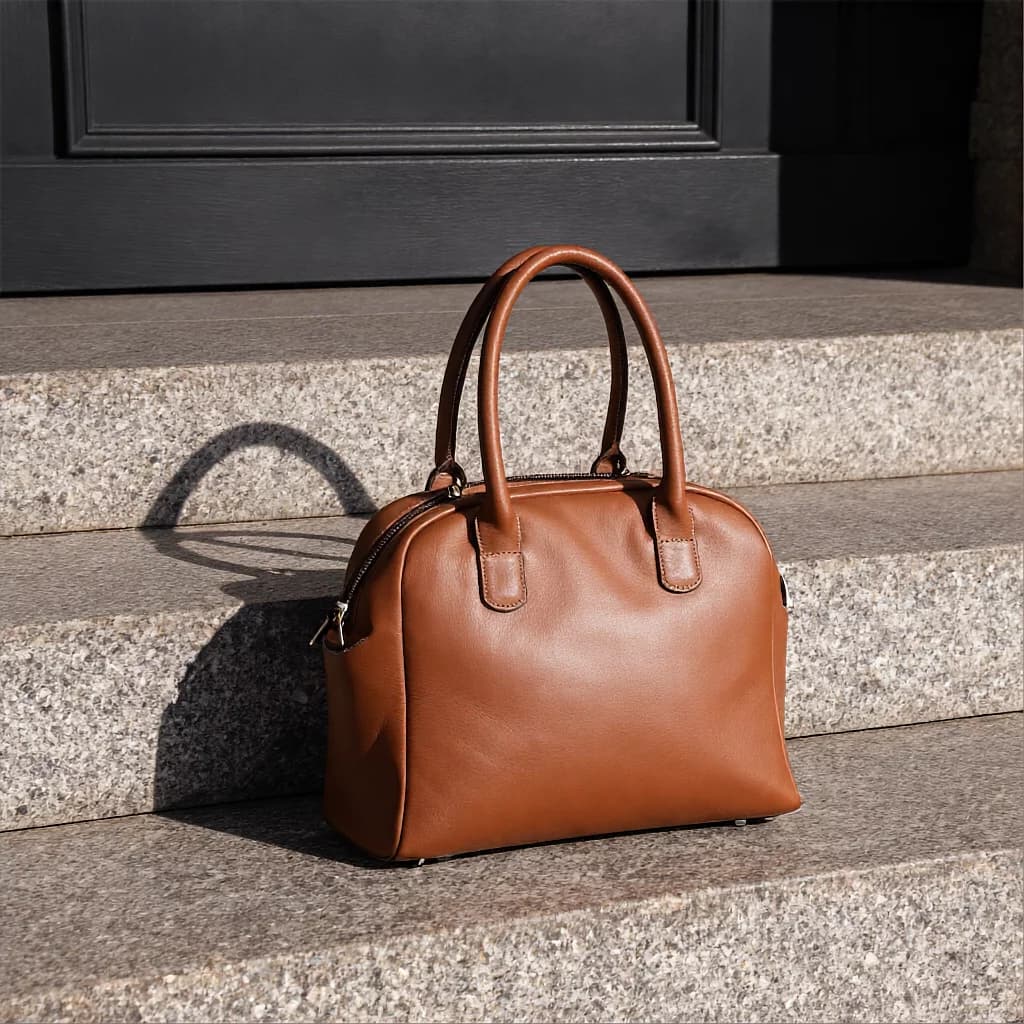 Leather Bag on Stone Step