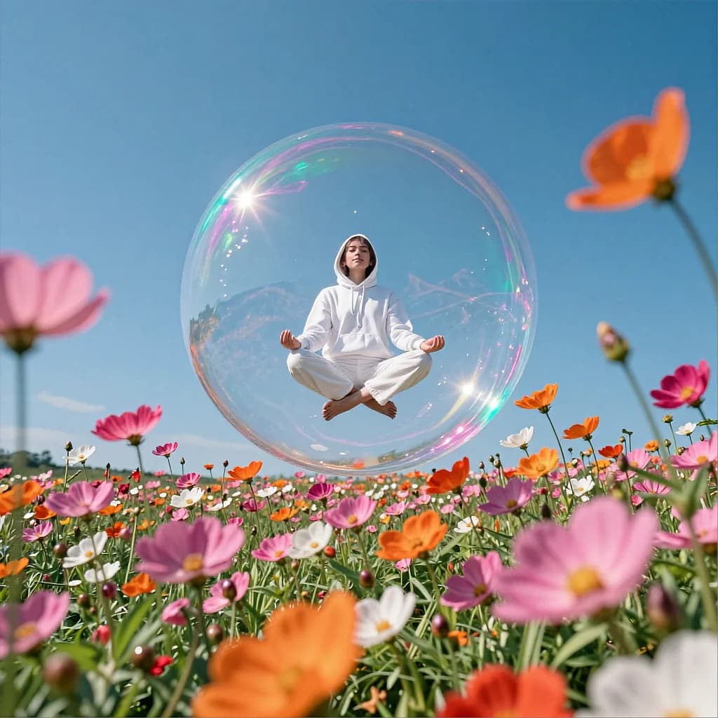 Bubble Over A Flower Field