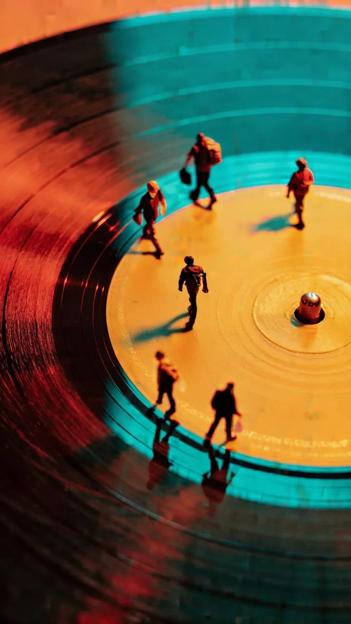 Miniature People Spinning Vinyl