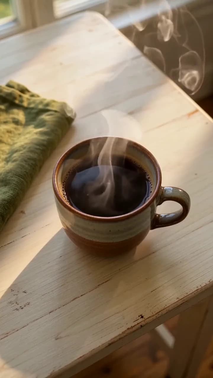 Steaming Coffee Mug Top Down