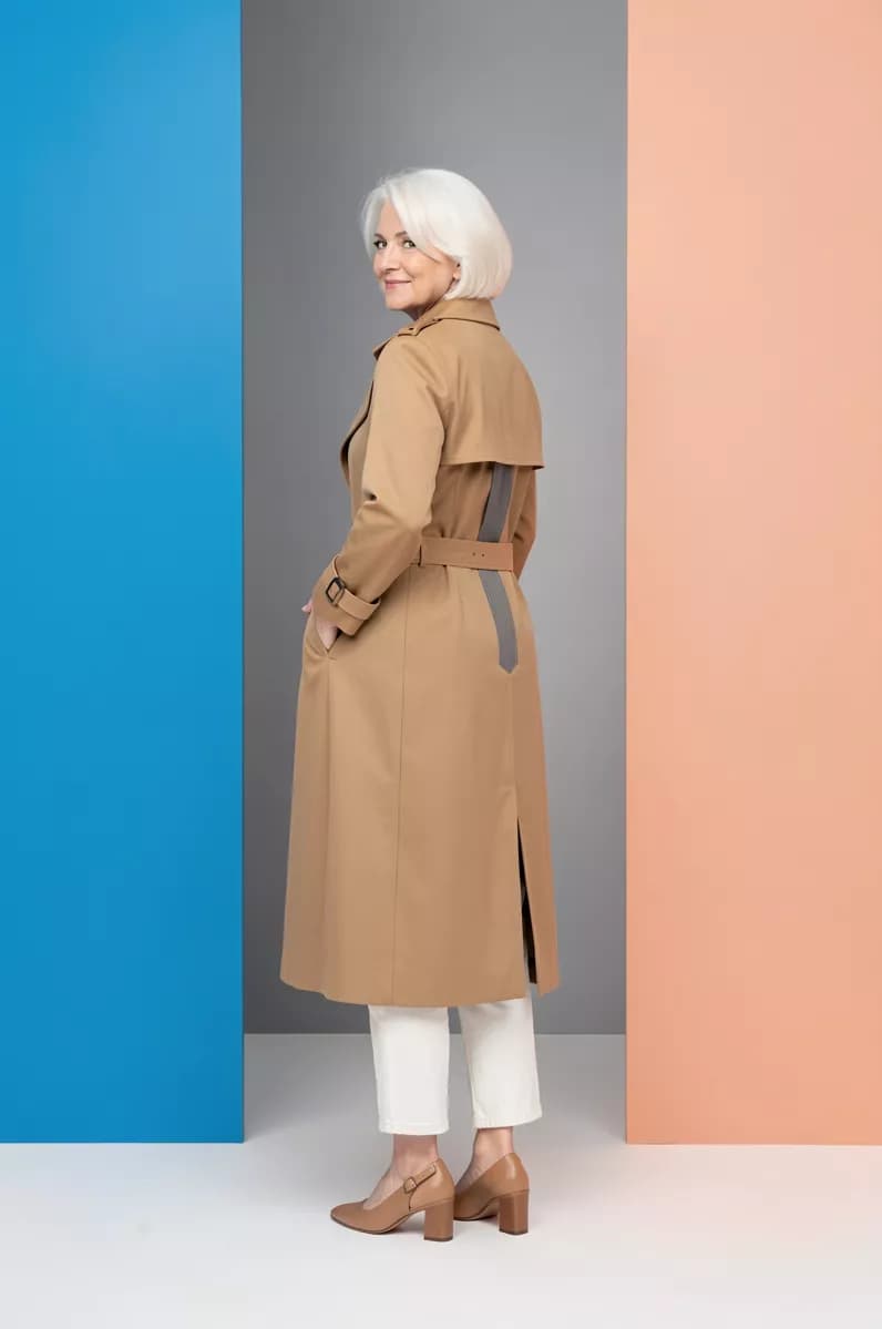Fashion and beauty: A full-length studio fashion shot of an elegant older woman with a short white b