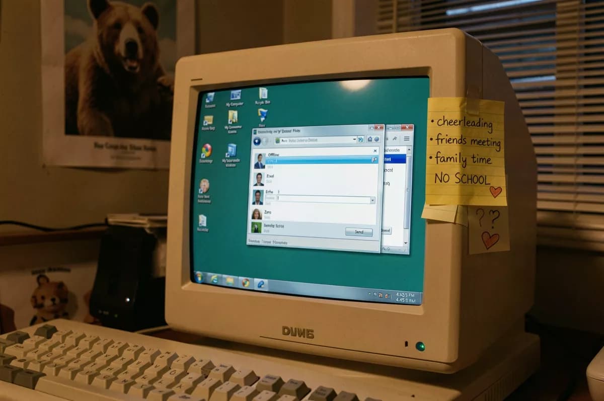 Layout and typography: A beige CRT computer monitor from the late nineties photographed at a three-quar