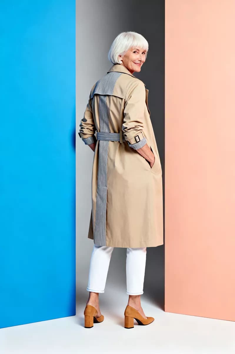 Fashion and beauty: A full-length studio fashion shot of an elegant older woman with a short white b