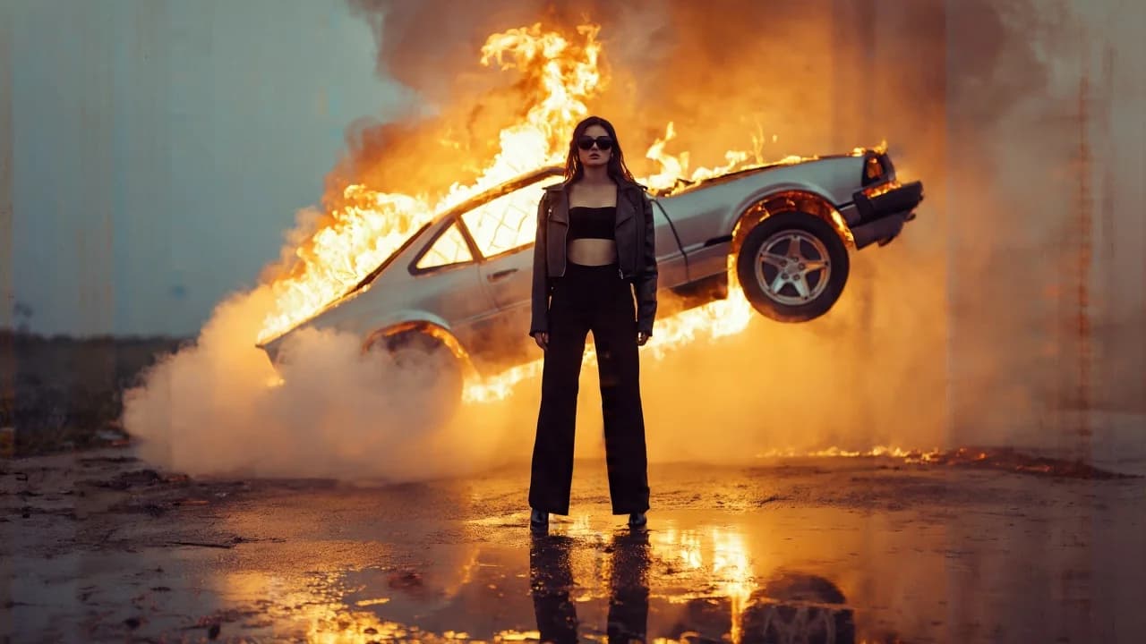 Airborne Burning Car Stance