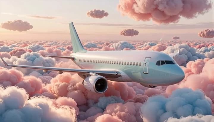 Airplane Above Candy Clouds