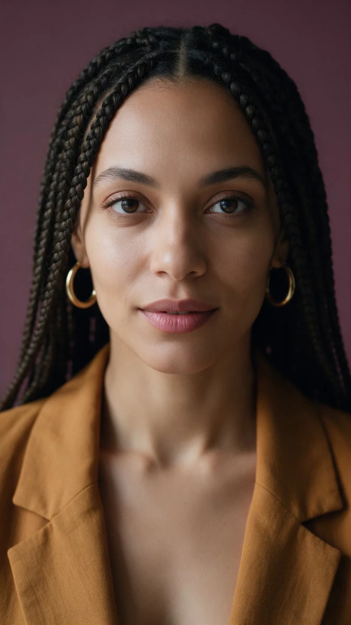Braids and Gold Hoops Portrait