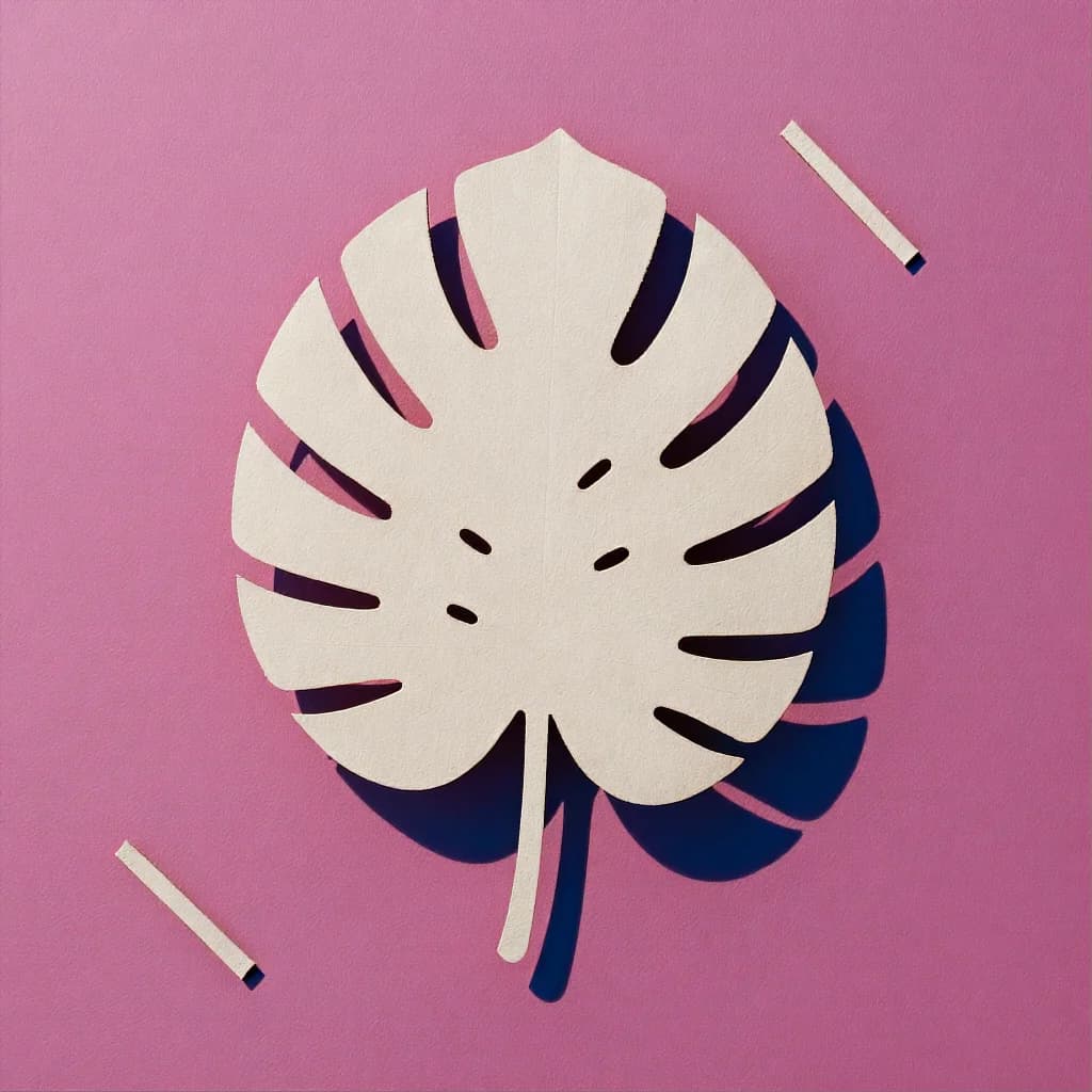 Cardboard Monstera Leaf Shadow