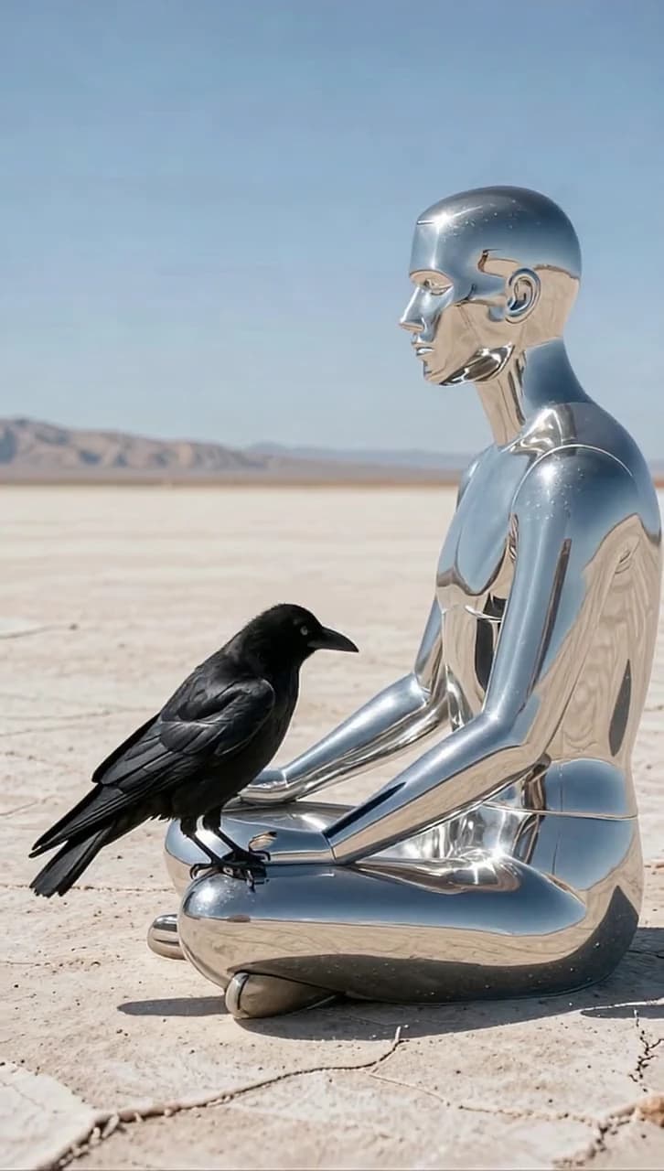Chrome Man And A Crow