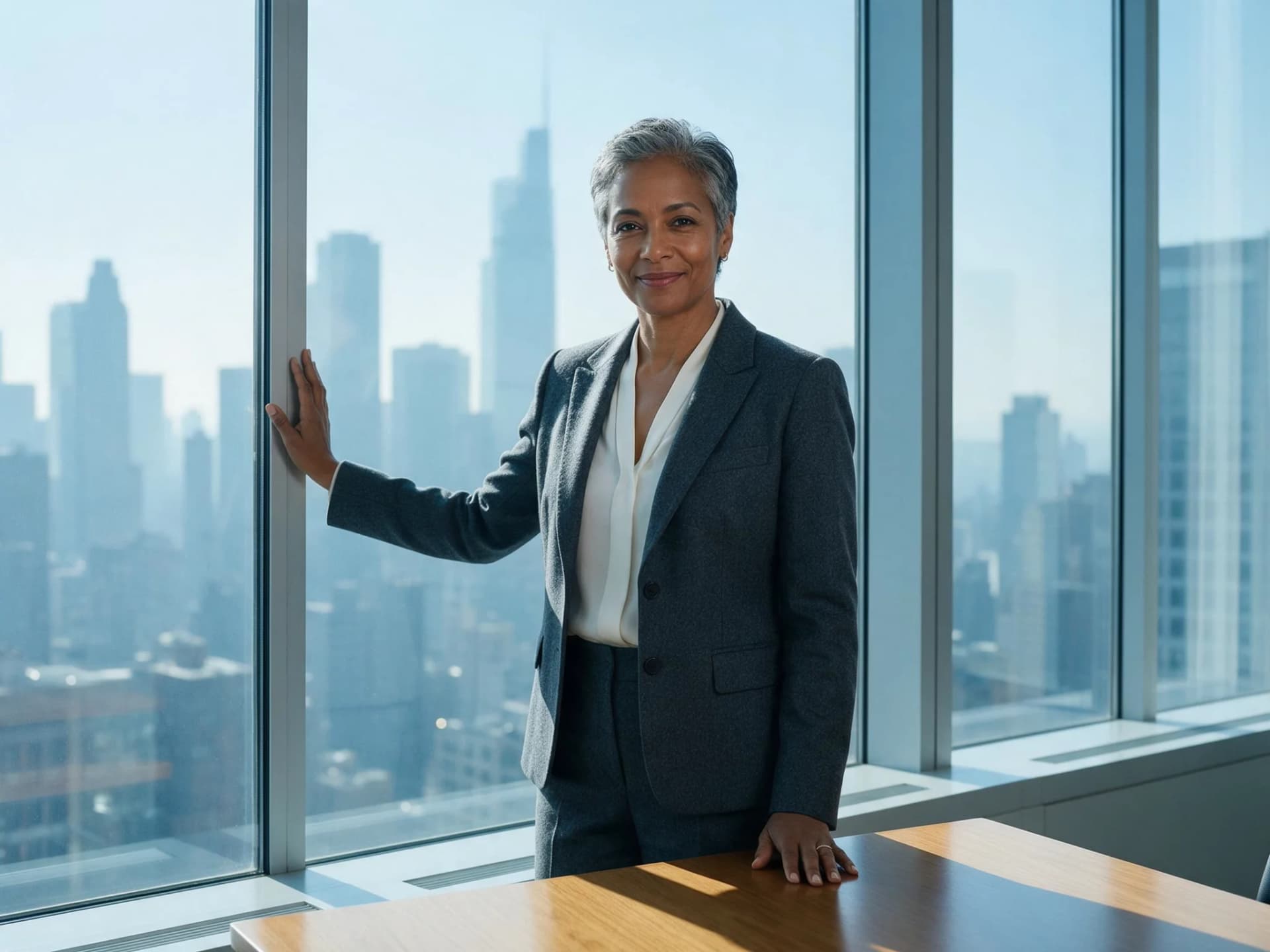 Executive at Boardroom Window