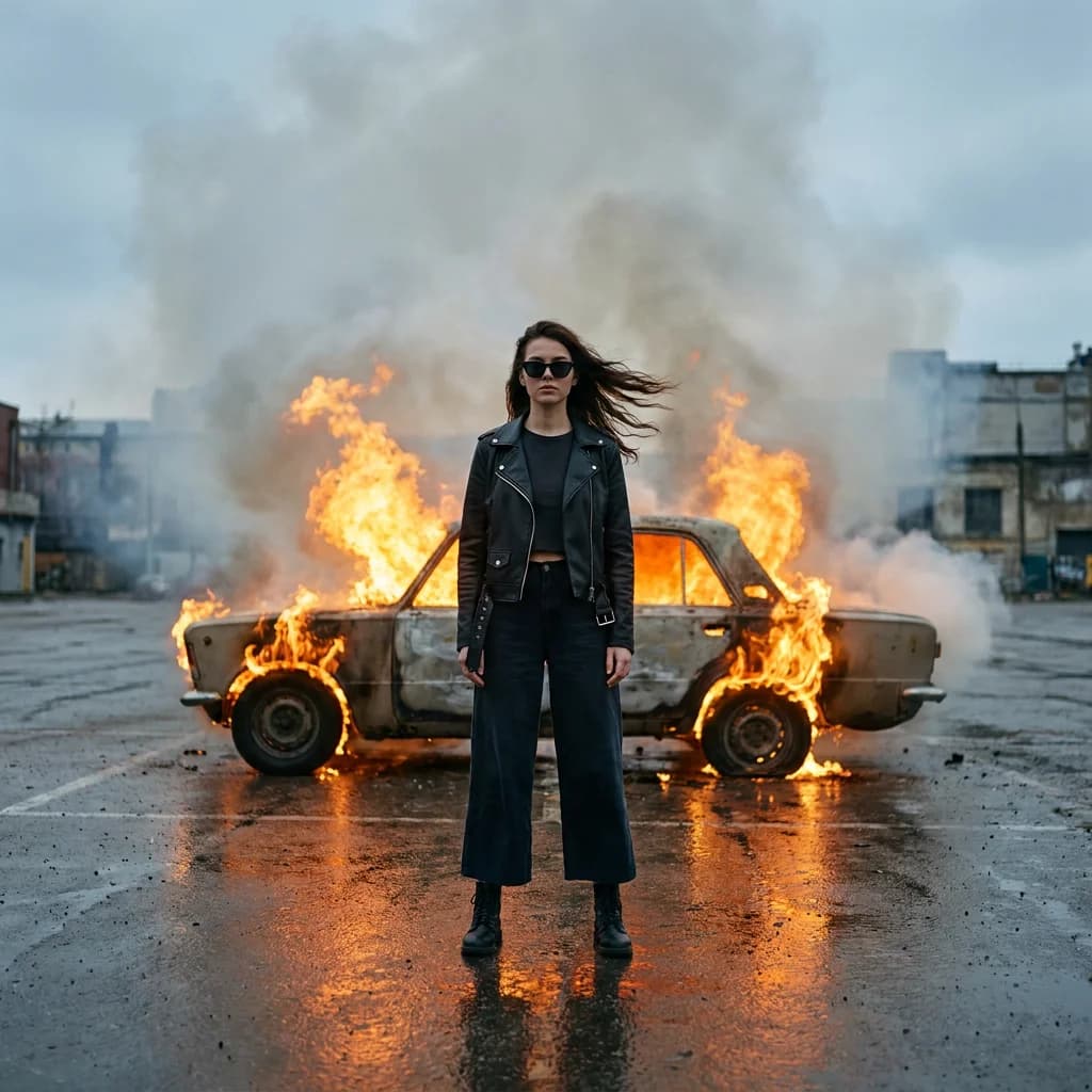 Fashion Stand Burning Car