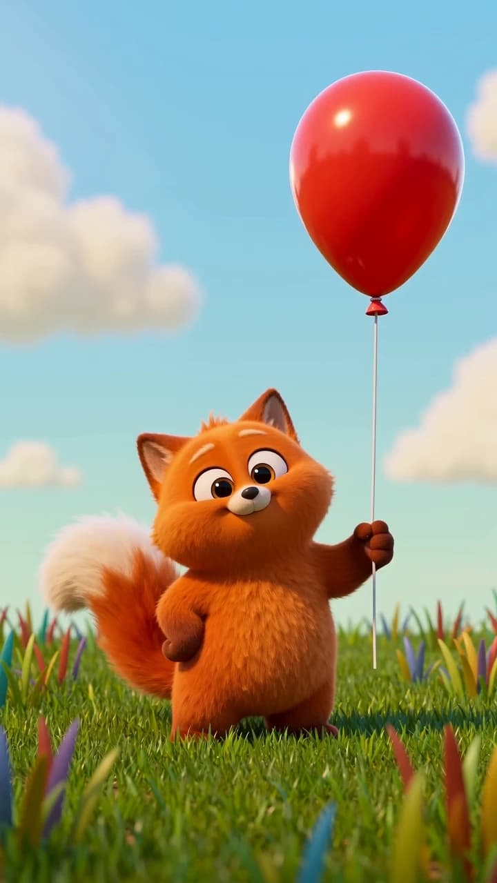 Fox Cub Catches His Balloon