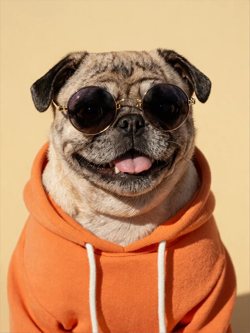 Happy Pug In Sunglasses Hoodie