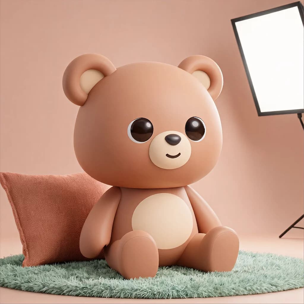 Round Teddy Bear on Mint Rug