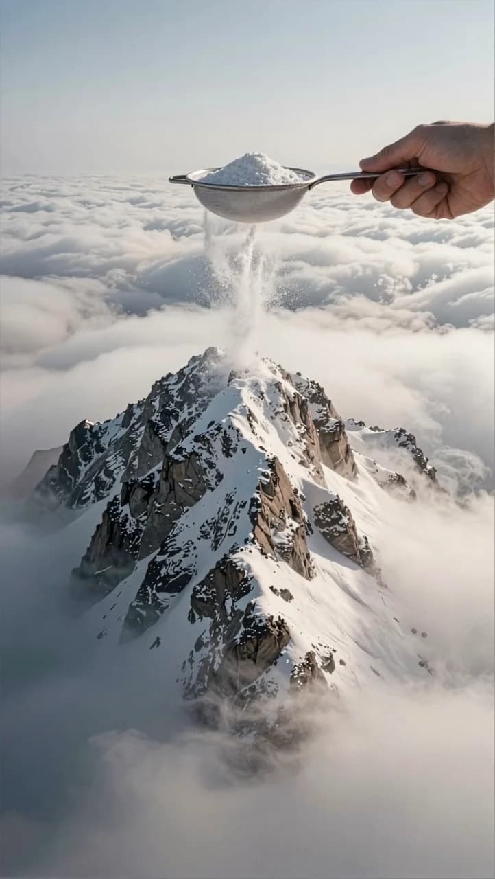 Sifting Snow Onto A Peak