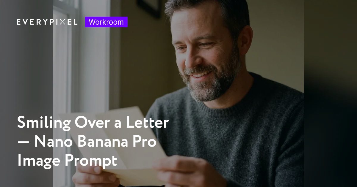 Smiling Over a Letter — Nano Banana Pro Image Prompt | Everypixel Workroom